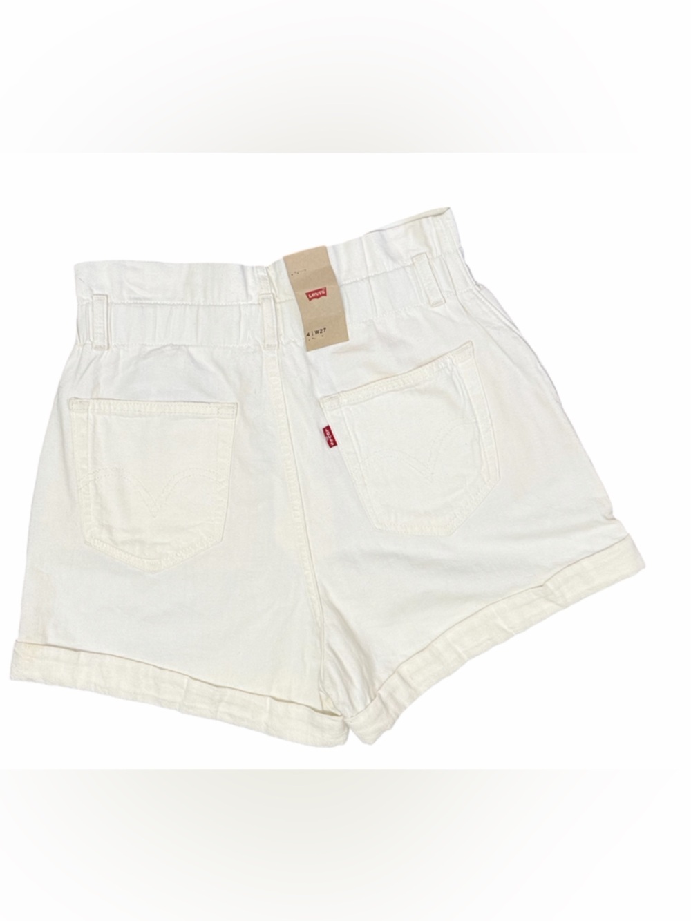 Levi's White High-Waist Paperbag Shorts - Picture 3 of 8